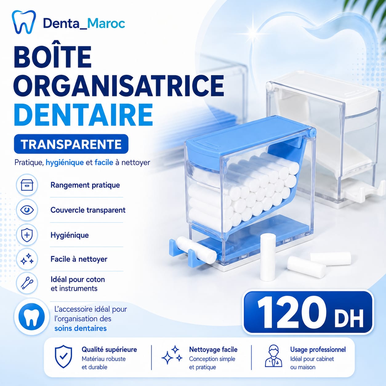 Boîte organisatrice dentaire transparente